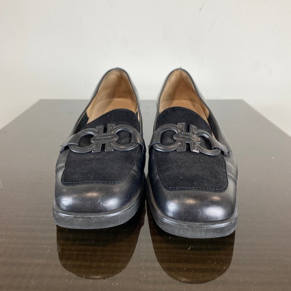 Salvatore Ferragamo Leather Loafer Block Heel Shoes Women's 8 - Picture 2 of 10
